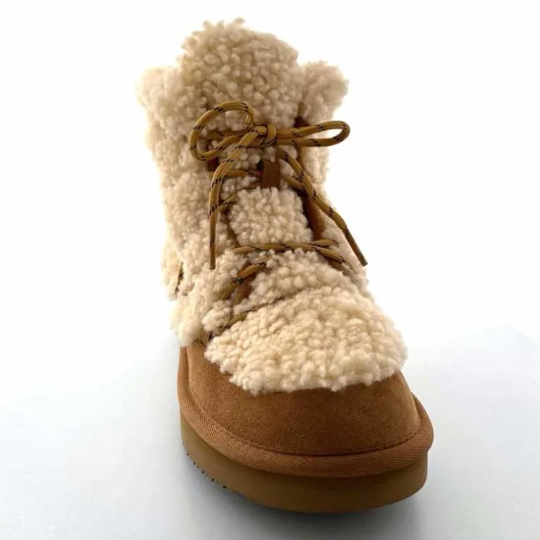 sweet heritage Bottines Fourrées Praz Daim Fourrure Camel Discount