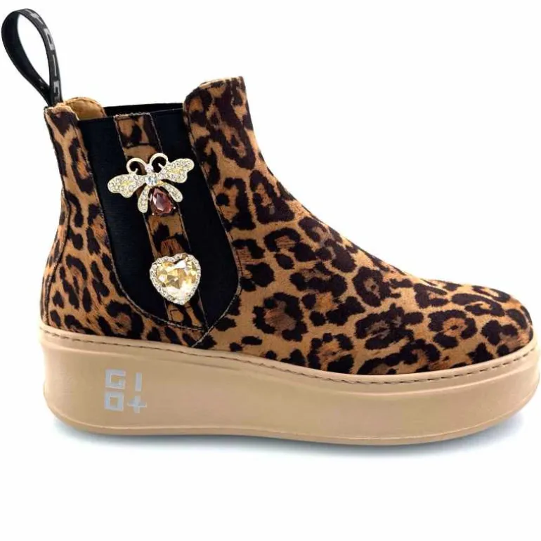GioPiu Bottines Gio+ Piada 04 E Textile Léopard Bijoux Marron Flash Sale