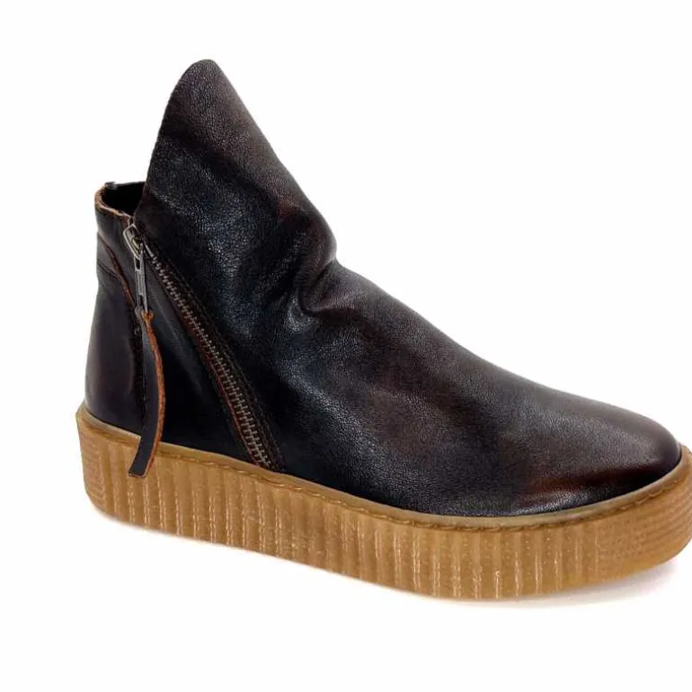 follia dolce Bottines Ivoire 411 Cuir Foncé Marron Best