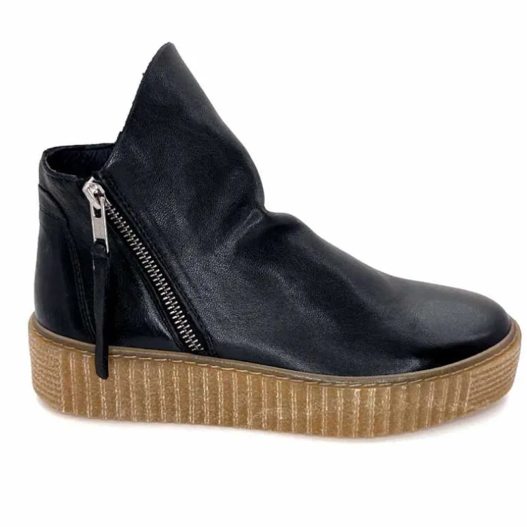 follia dolce Bottines Ivoire 411 Cuir Noir Cheap