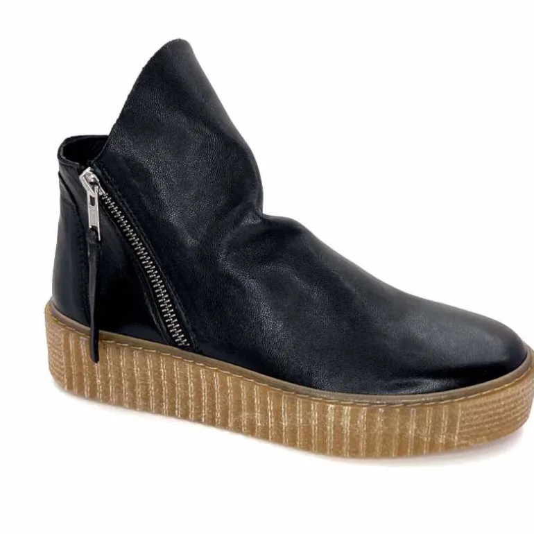 follia dolce Bottines Ivoire 411 Cuir Noir Cheap