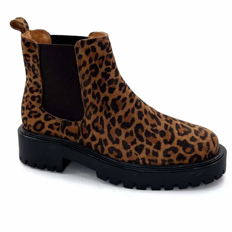 Ivoire0209b Bottines Ivoire 13295 Daim Léo Léopard Cheap