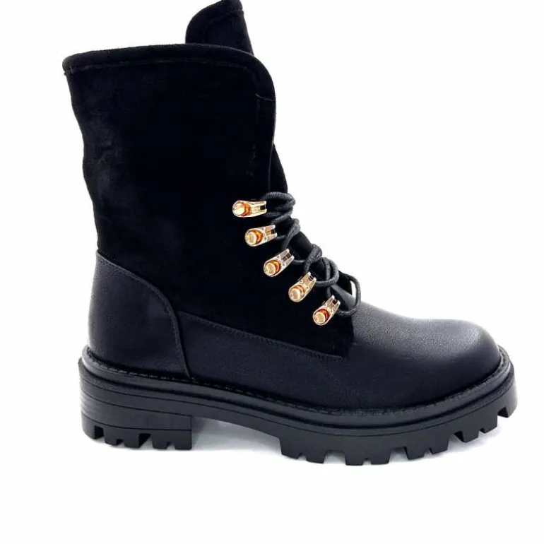 svetonio - h.l calzature srl Bottines Ivoire Qbm229108-28 Cuir &amp; Daim Noir Store