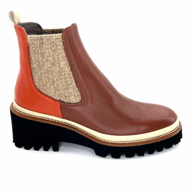 XSA Bottines Légères 9176 Cuir Rouge Marron Flash Sale