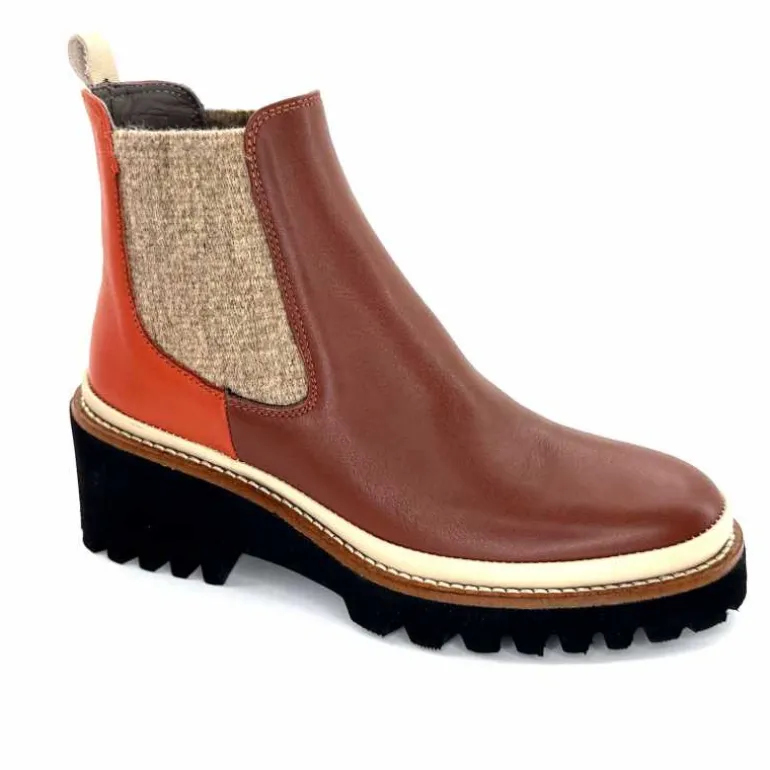 XSA Bottines Légères 9176 Cuir Rouge Marron Flash Sale