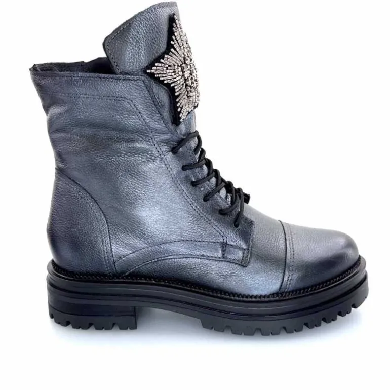 Mjus Bottines M77277 301 Cuir Gris Métallique Bijoux Argent GrisMétal Sale