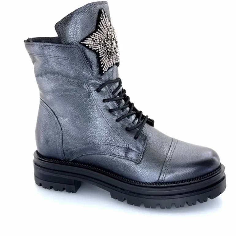 Mjus Bottines M77277 301 Cuir Gris Métallique Bijoux Argent GrisMétal Sale