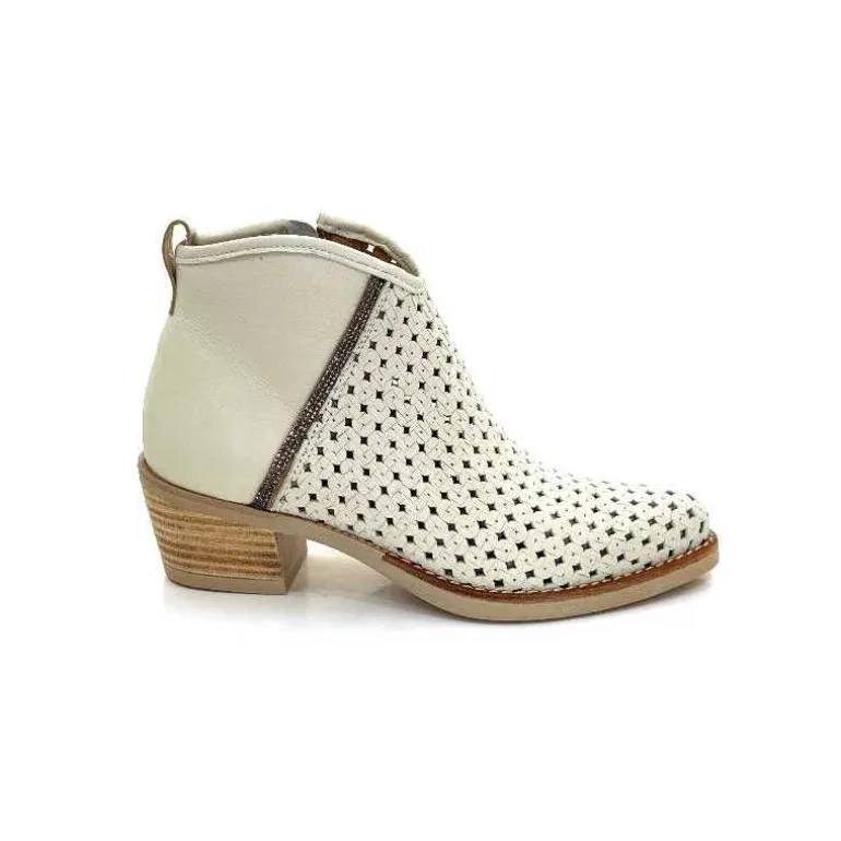 MKD Bottines Ferial Cuir Blanc Crème Cheap