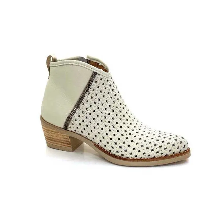 MKD Bottines Ferial Cuir Blanc Crème Cheap