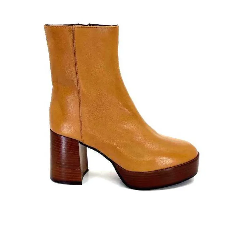 l'arianna Bottines Pateforme Tr1556 Cuir Camel New