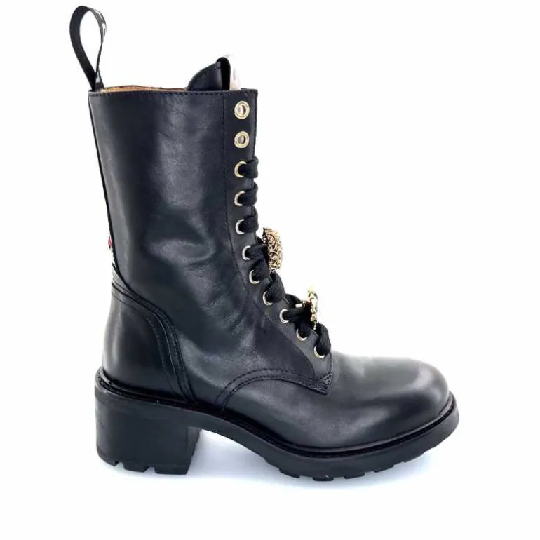 GioPiu Bottines Rangers Lacées Gio+ Afra 44a Cuir Bijoux Noir Cheap