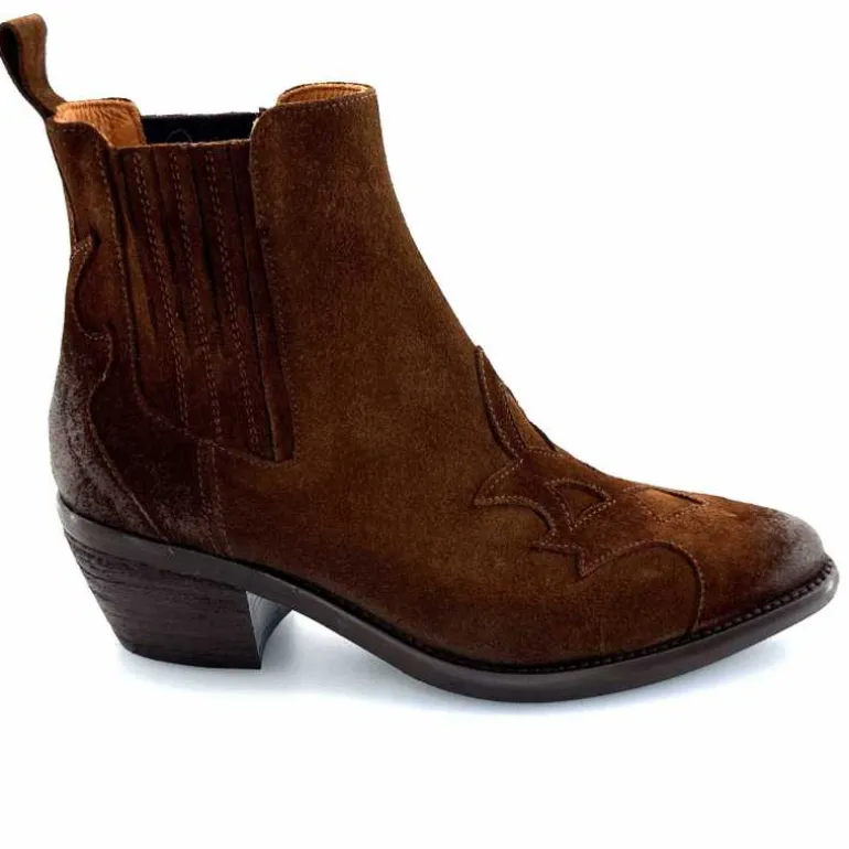 Ivoire0156 Bottines Santiags Ivoire 9500 Lily Daim Marron Hot