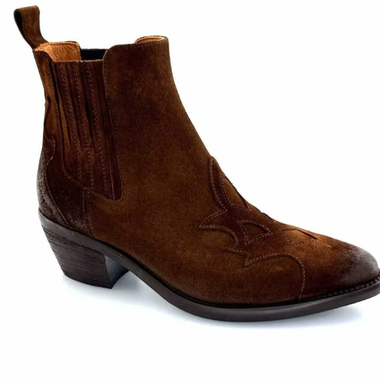 Ivoire0156 Bottines Santiags Ivoire 9500 Lily Daim Marron Hot