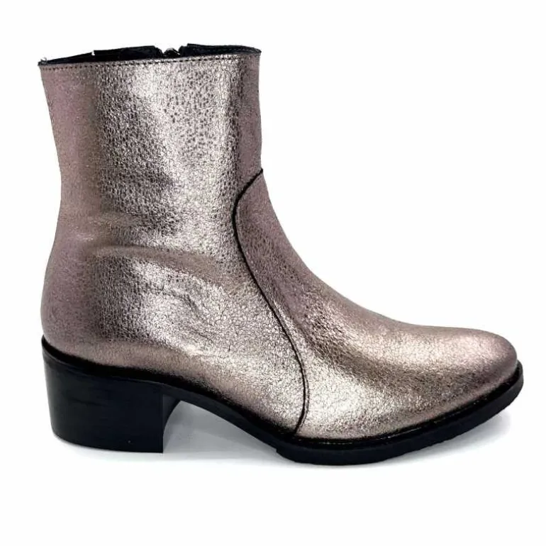 follia dolce Bottines Santiags Ivoire Tea Cuir Métal GrisMétal Online