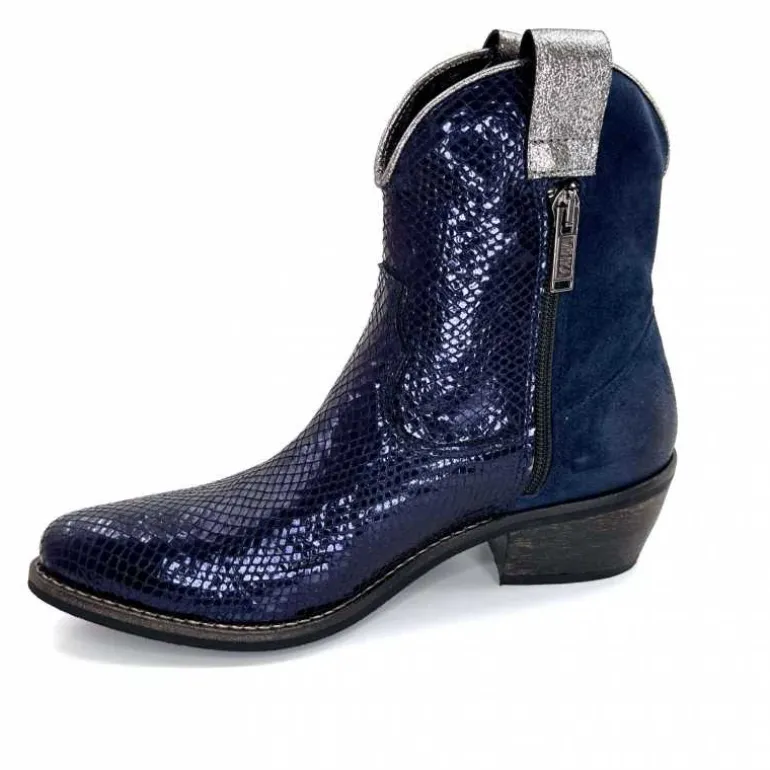 bottines_santiags_minka_heidie_cuir_mtal_ampamp_daim_marine_11.webp Minka Bottines Santiags Heidie Cuir Métal & Daim Marine Flash Sale