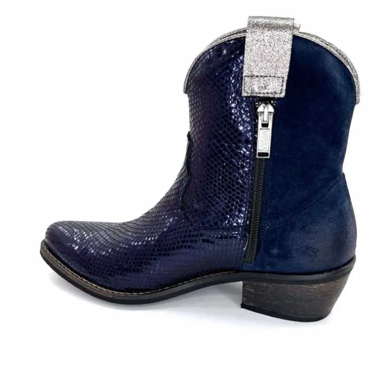 bottines_santiags_minka_heidie_cuir_mtal_ampamp_daim_marine_13.webp Minka Bottines Santiags Heidie Cuir Métal & Daim Marine Flash Sale