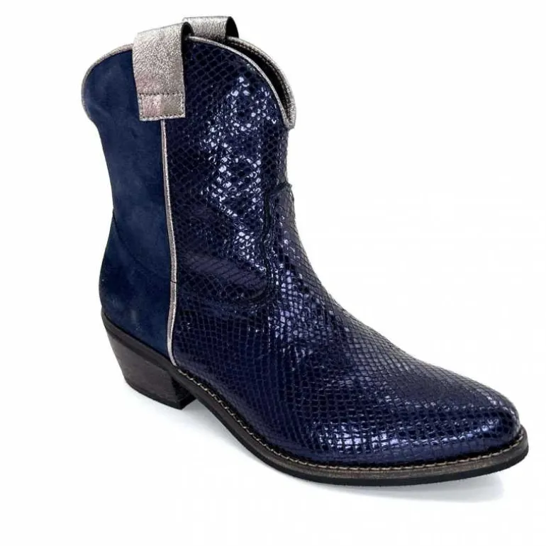 bottines_santiags_minka_heidie_cuir_mtal_ampamp_daim_marine_2.webp Minka Bottines Santiags Heidie Cuir Métal & Daim Marine Flash Sale