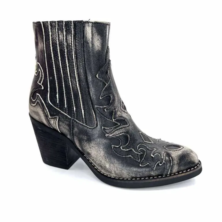 Minka Bottines Santiags Horlene Cuir Gris GrisFoncé Store