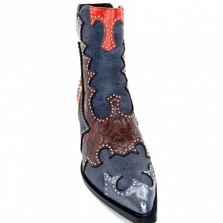 bottines_santiags_noa_harmon__cuir_bleu_marron_ampamp_orange_5.webp noa harmon Bottines Santiags 9098 Cuir , Marron & Orange Bleu Flash Sale