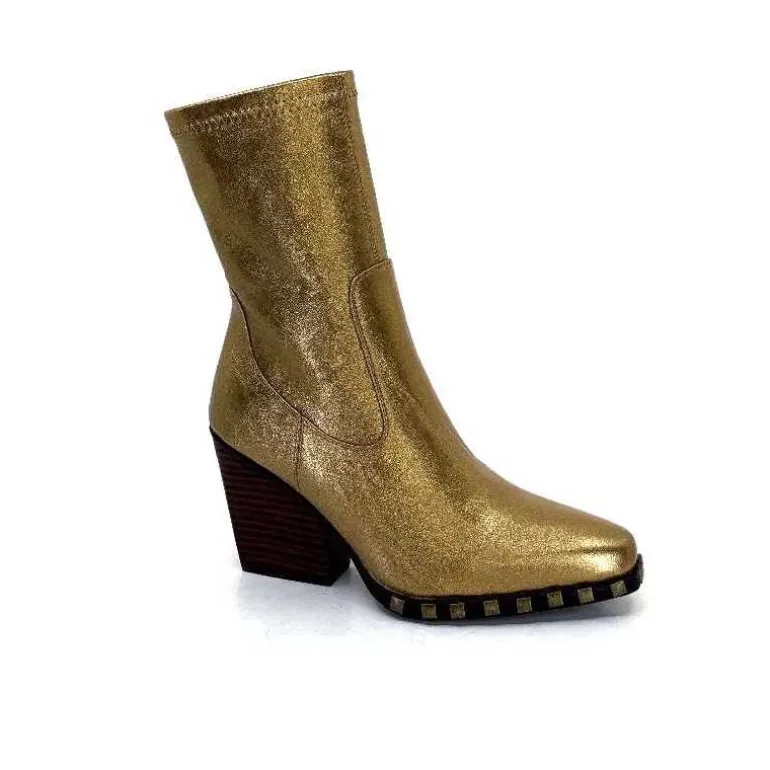 noa harmon Bottines Santiags 9095 Yvette Cuir Métal Or Flash Sale