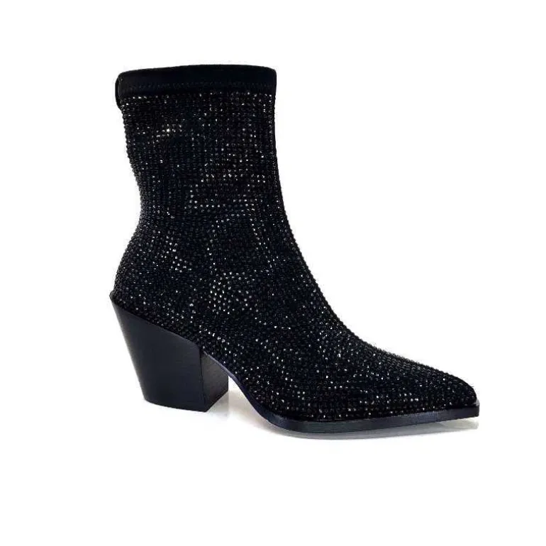 Pedro Miralles Bottines Santiags 25534 Daim Et Strass Noir Best