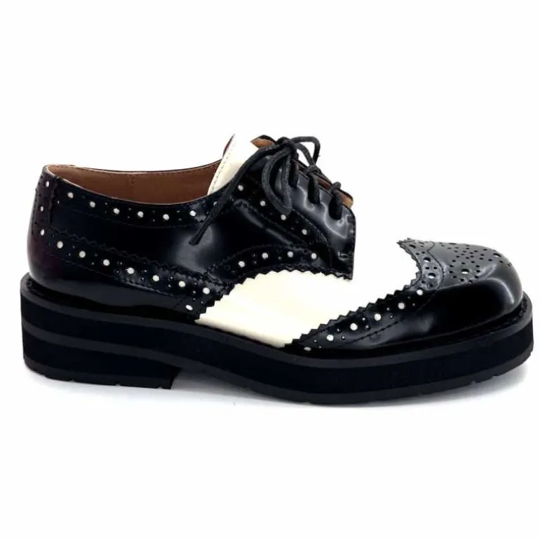 bibi lou - navima Derbies Bibi Lou 593z15 Cuir Glacé &amp; Blanco Noir Sale