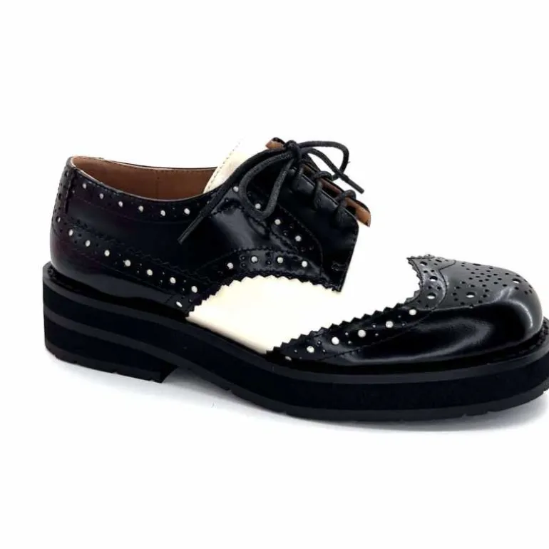 bibi lou - navima Derbies Bibi Lou 593z15 Cuir Glacé &amp; Blanco Noir Sale