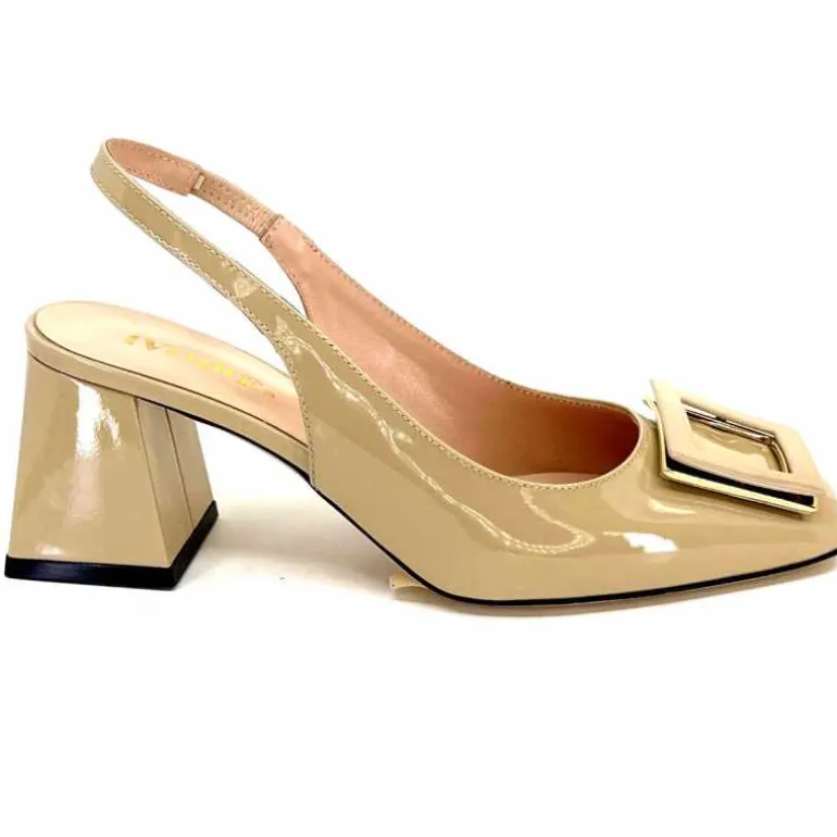 Evaluna Escarpins Bride Arrière Ivoire 6551 Cuir Vernis Mesisa Beige Online