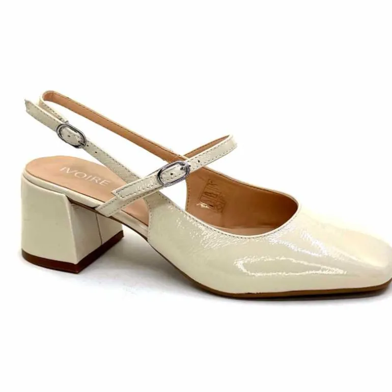 Ivoire0104a Escarpins Bride Arrière Ivoire A53097 Cuir Vernis Crème Flash Sale