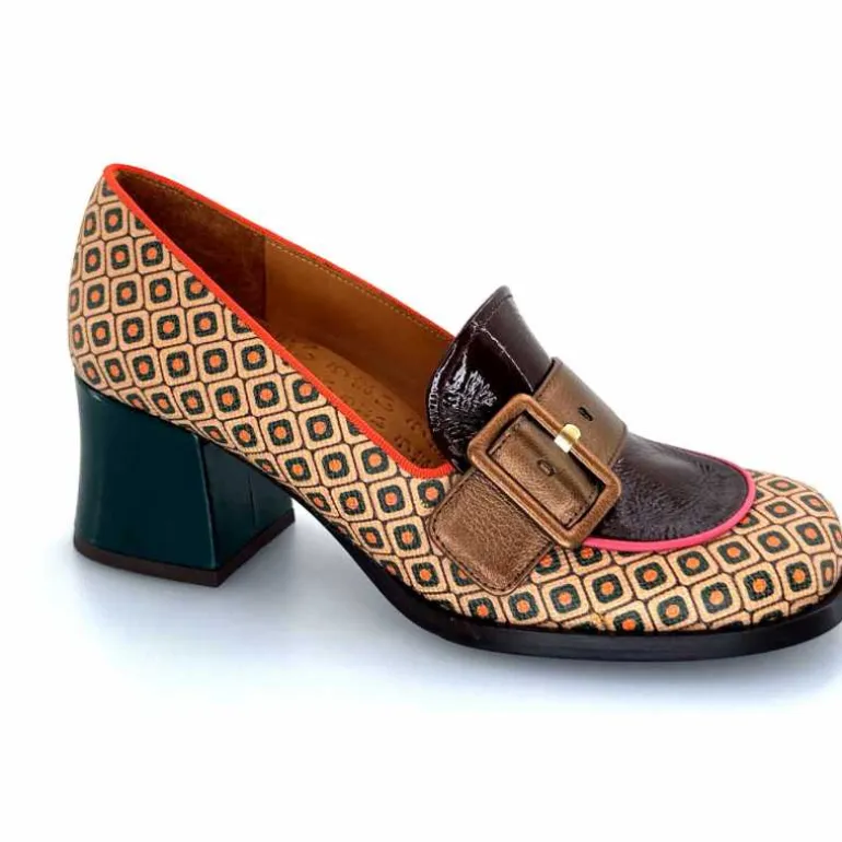 Chie Mihara Escarpins Teisin Cuir Imprimé Bordeau Vert Clearance