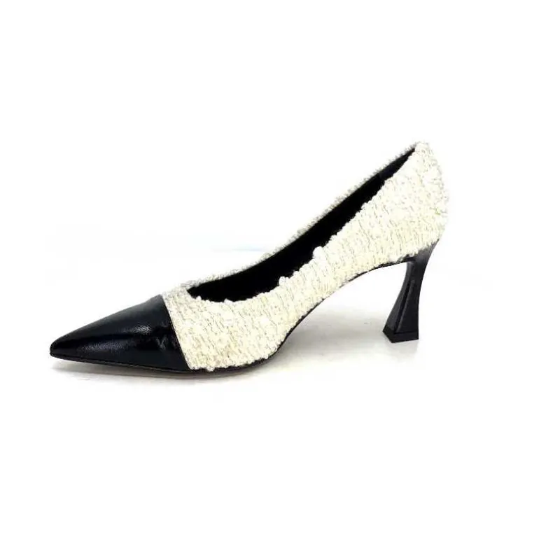 escarpins_enzo_di_martino_eli__textile_crme_cuir_vernis_noir_11.webp moon flower - enzo di martino Escarpins Enzo Di Martino Eli 715 Textile Cuir Vernis Noir Crème Fashion