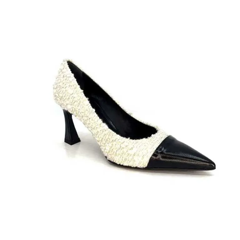 escarpins_enzo_di_martino_eli__textile_crme_cuir_vernis_noir_2.webp moon flower - enzo di martino Escarpins Enzo Di Martino Eli 715 Textile Cuir Vernis Noir Crème Fashion