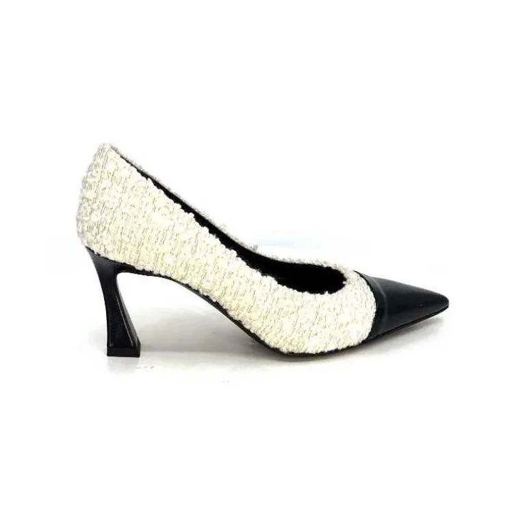 escarpins_enzo_di_martino_eli__textile_crme_cuir_vernis_noir_23.webp moon flower - enzo di martino Escarpins Enzo Di Martino Eli 715 Textile Cuir Vernis Noir Crème Fashion