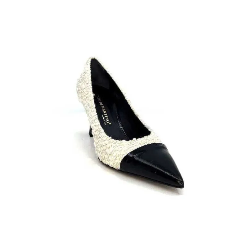 escarpins_enzo_di_martino_eli__textile_crme_cuir_vernis_noir_4.webp moon flower - enzo di martino Escarpins Enzo Di Martino Eli 715 Textile Cuir Vernis Noir Crème Fashion