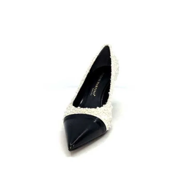 escarpins_enzo_di_martino_eli__textile_crme_cuir_vernis_noir_7.webp moon flower - enzo di martino Escarpins Enzo Di Martino Eli 715 Textile Cuir Vernis Noir Crème Fashion