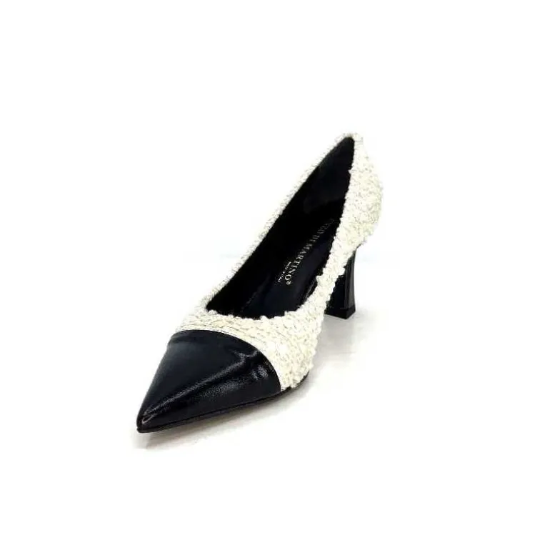 escarpins_enzo_di_martino_eli__textile_crme_cuir_vernis_noir_8.webp moon flower - enzo di martino Escarpins Enzo Di Martino Eli 715 Textile Cuir Vernis Noir Crème Fashion