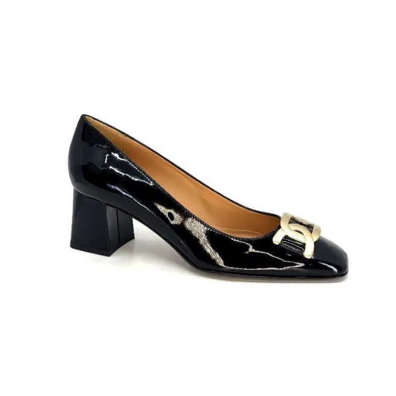 Ivoire0347b Escarpins Ivoire Ch732 Cuir Vernis Noir Hot