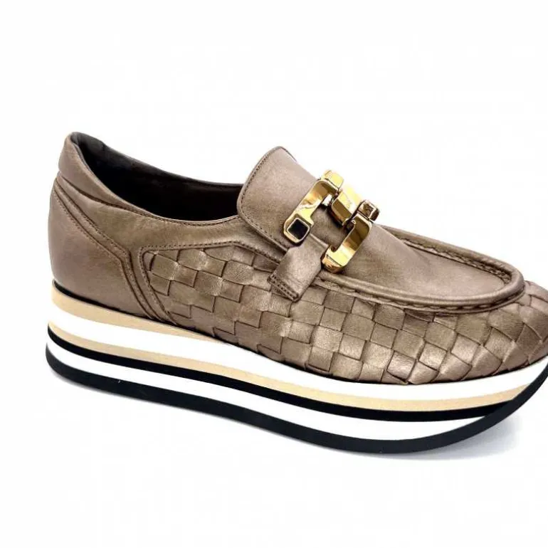 Softwaves Mocassins à Plateforme 7.78.73 Cuir Bronze Best Sale