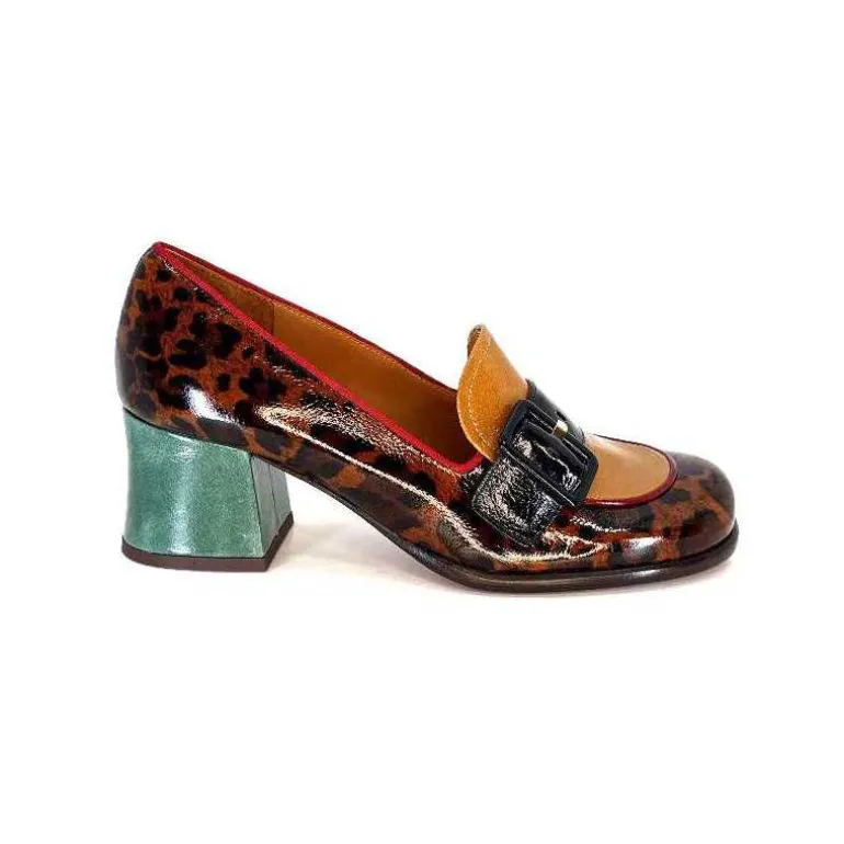 Chie Mihara Mocassins à Talon Meisen Cuir Rouge Vert Marron Cheap