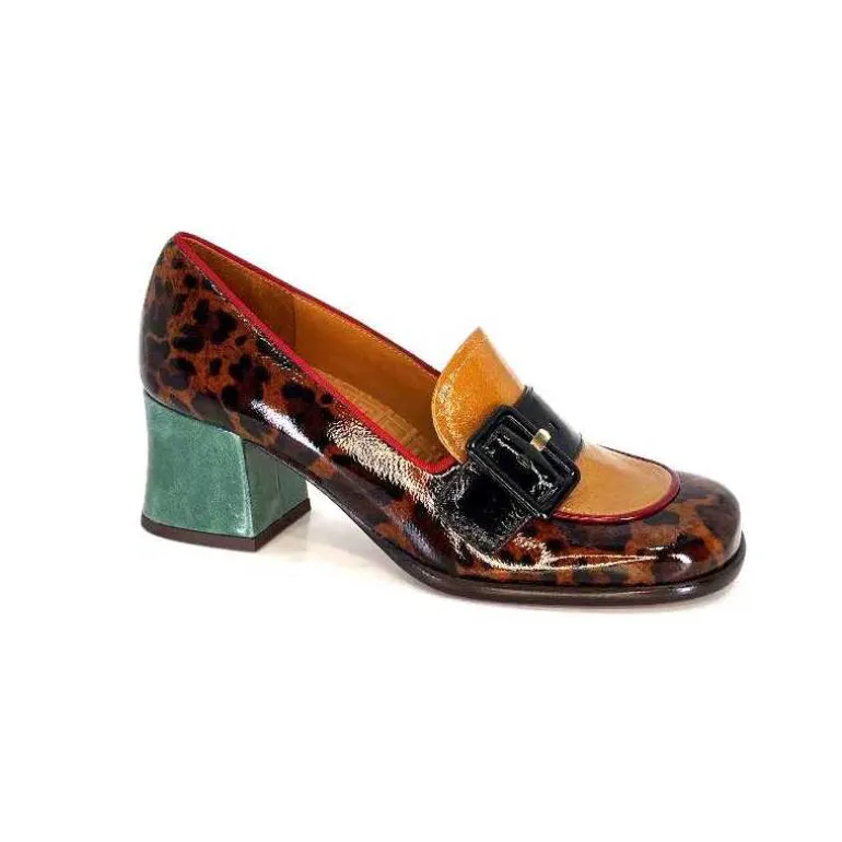 Chie Mihara Mocassins à Talon Meisen Cuir Rouge Vert Marron Cheap