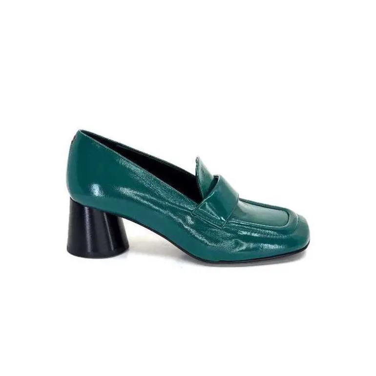 Halmanera Mocassins à Talon Dani 03 Cuir Vert Cheap