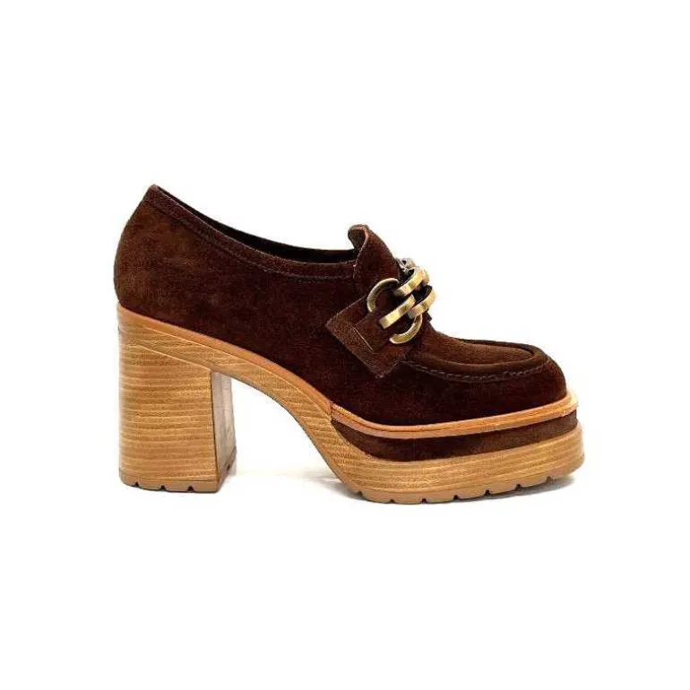 Pons Quintana Mocassins à Talon 10575 Daim Marron Discount