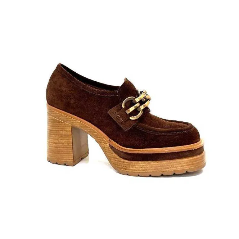 Pons Quintana Mocassins à Talon 10575 Daim Marron Discount