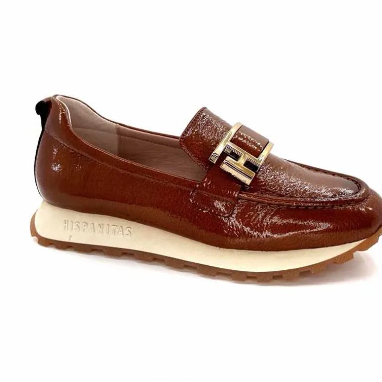 Hispanitas Mocassins Baskets Hi 243621 Loira Cuir Vernis Cuero Marron Cheap