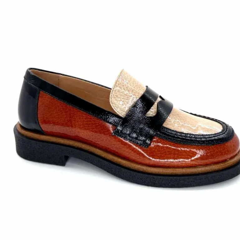 Dansi Mocassins 6800 Cuir Vernis Crème Noir Marron Shop