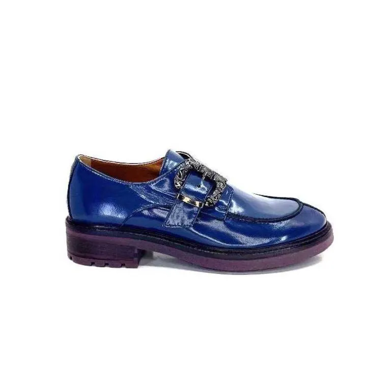 Donna Carolina Mocassins 50.912.012 Cuir Spazzolato Bleu Outlet