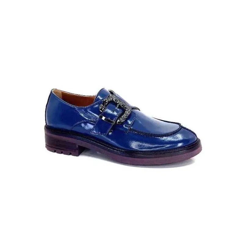 Donna Carolina Mocassins 50.912.012 Cuir Spazzolato Bleu Outlet