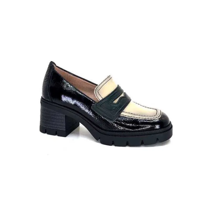 Hispanitas Mocassins Chi 232965 Everest Cuir Vernis Cuir Vert &amp; Beige Noir Store