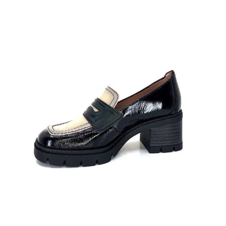 Hispanitas Mocassins Chi 232965 Everest Cuir Vernis Cuir Vert &amp; Beige Noir Store