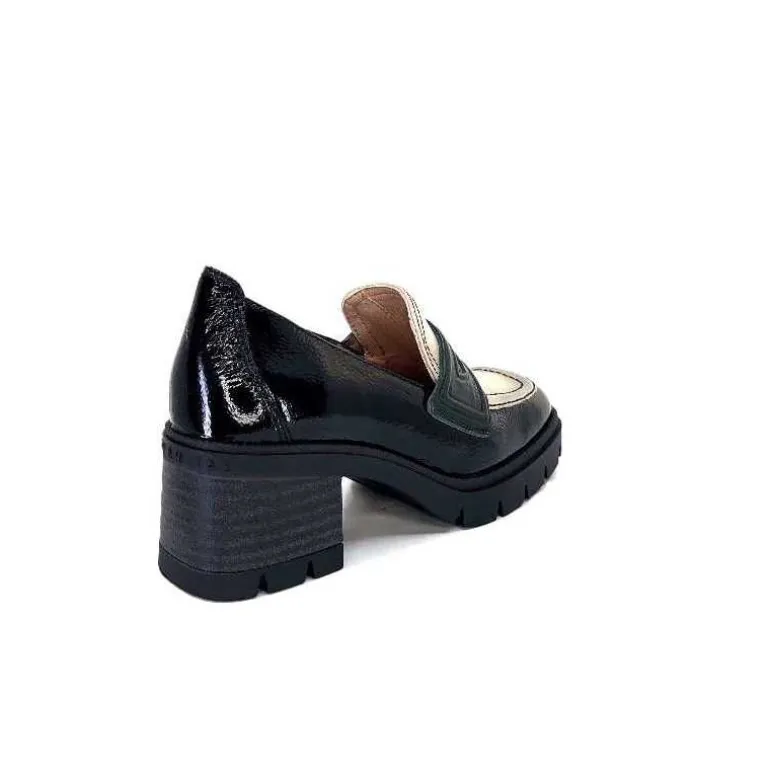 Hispanitas Mocassins Chi 232965 Everest Cuir Vernis Cuir Vert &amp; Beige Noir Store